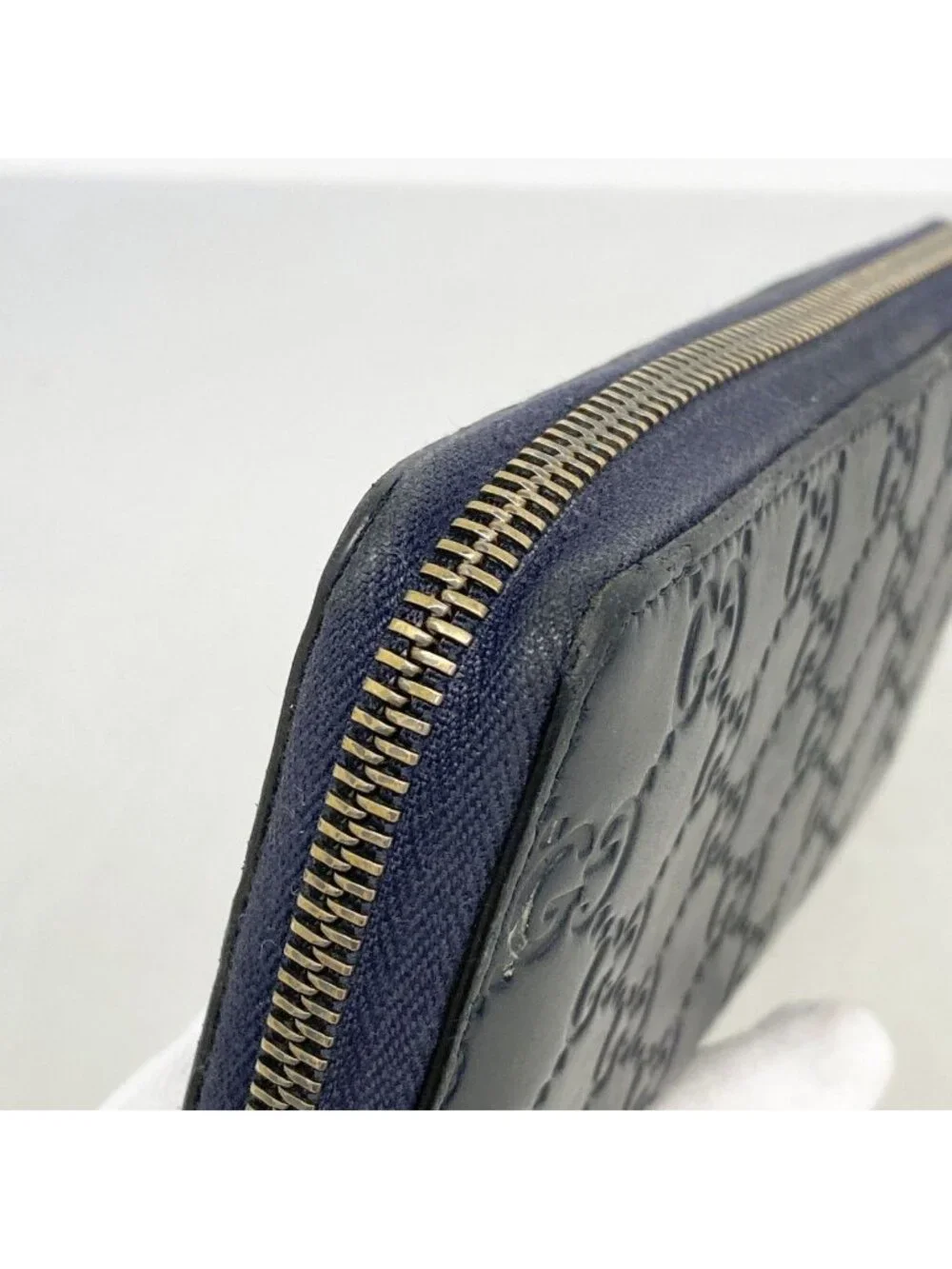 ★SOLD★ Gucci Wallet Guccissima Leather Navy Silver - Picture 6 of 8